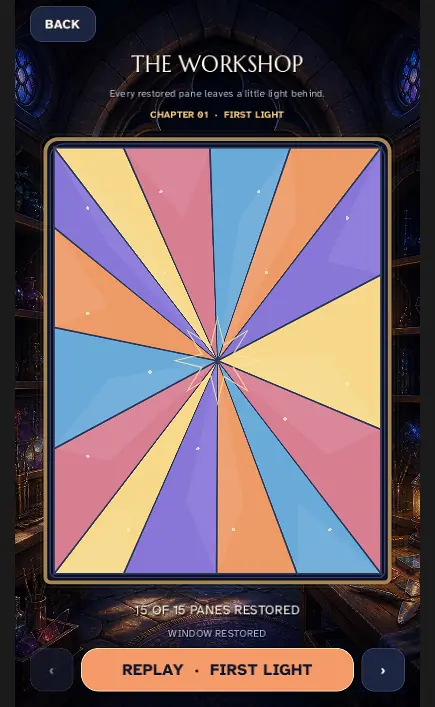 Completed First Light stained-glass workshop design